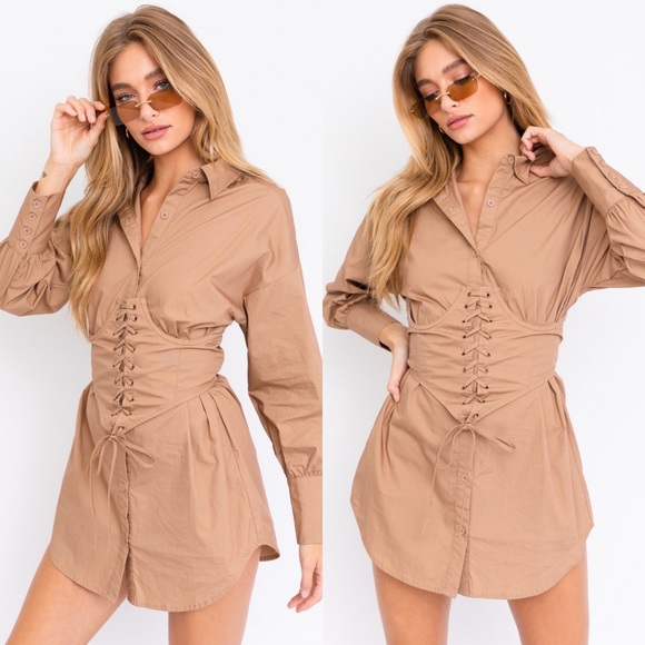 *24 FRIDAY SALE* Killer Queen Corset Lace Up Shirt Dress - Picture 6 of 8